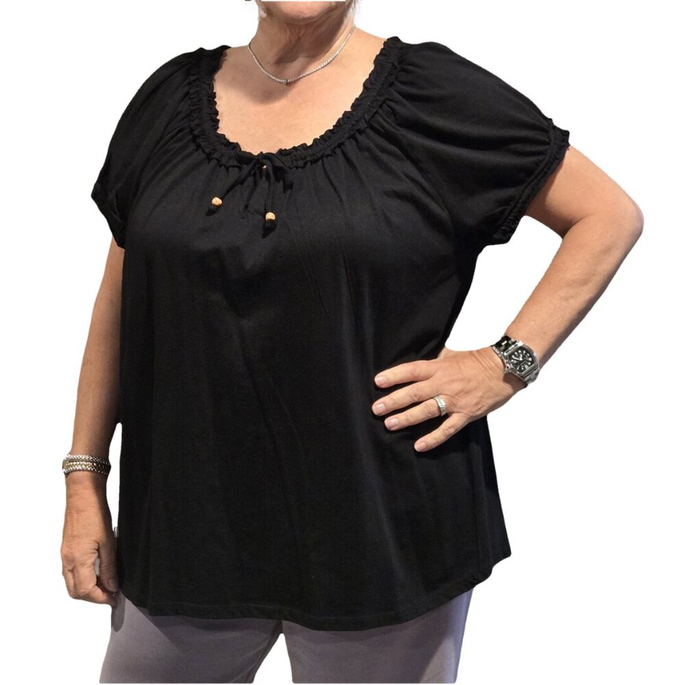 NWT GRACE ELEMENTS Black Women's Pheasant Top 3X